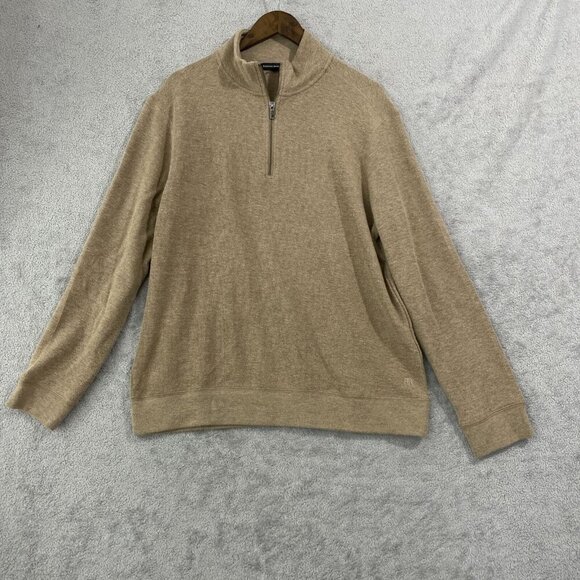 NWOT Banana Republic Mens L Brwon Mock neck 1/4 Zip Pullover Sweater - Picture 1 of 7